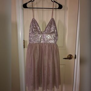 Rose gold sequin tulle dress